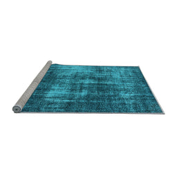 Sideview of Machine Washable Oriental Light Blue Industrial Rug, wshurb1736lblu