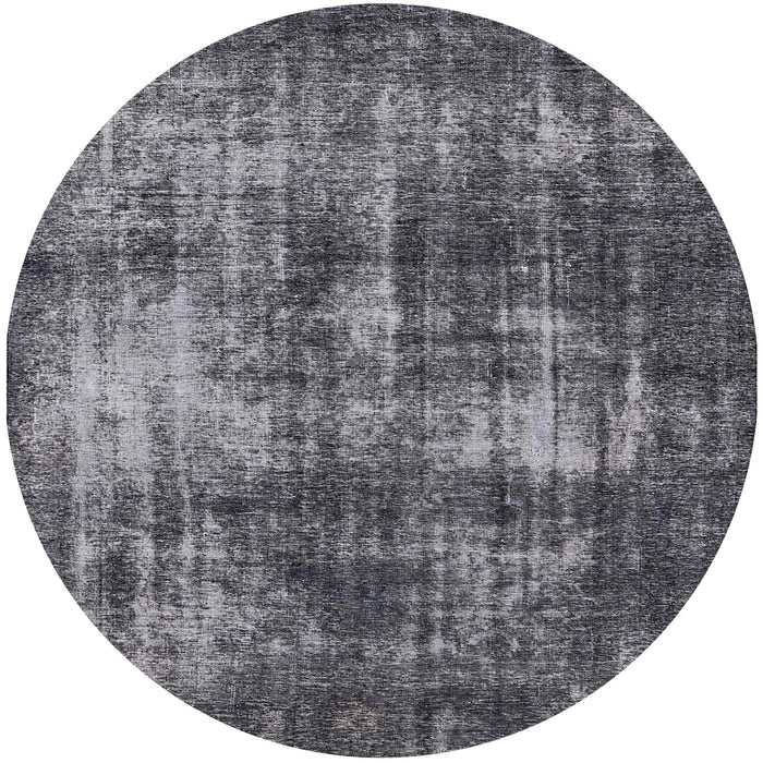 Round Machine Washable Industrial Modern Gray Rug, wshurb1736