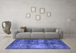 Machine Washable Oriental Blue Industrial Rug in a Living Room, wshurb1736blu