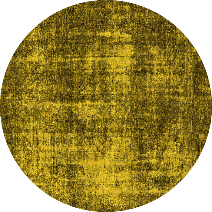 Round Oriental Yellow Industrial Rug, urb1736yw