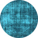 Round Oriental Light Blue Industrial Rug, urb1736lblu