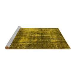 Sideview of Machine Washable Oriental Yellow Industrial Rug, wshurb1736yw