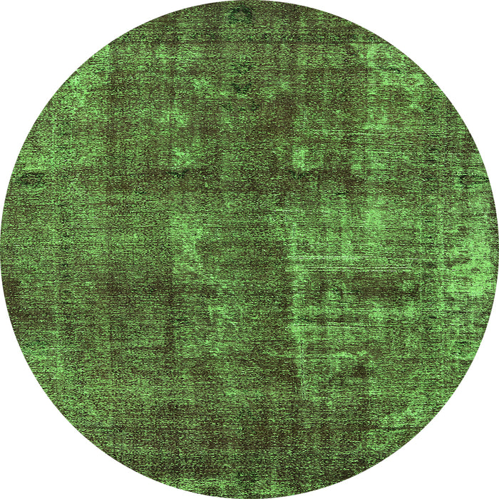Round Oriental Green Industrial Rug, urb1737grn