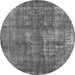 Round Oriental Gray Industrial Rug, urb1737gry