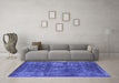 Machine Washable Oriental Blue Industrial Rug in a Living Room, wshurb1737blu