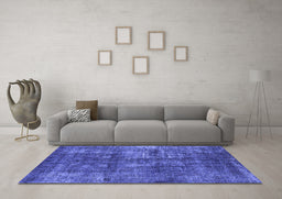 Machine Washable Oriental Blue Industrial Rug in a Living Room, wshurb1737blu