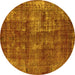 Round Oriental Yellow Industrial Rug, urb1737yw