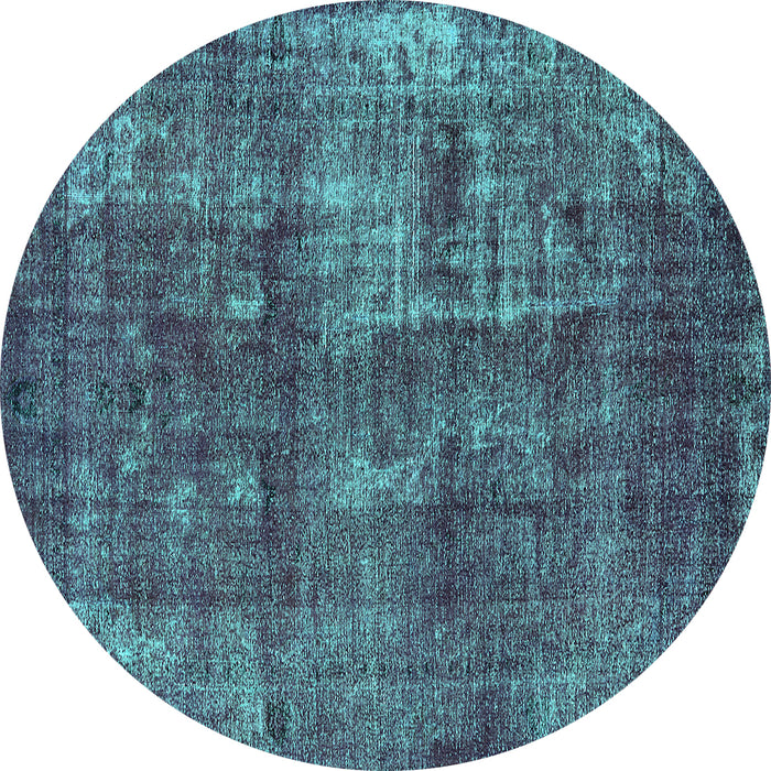 Round Oriental Turquoise Industrial Rug, urb1737turq