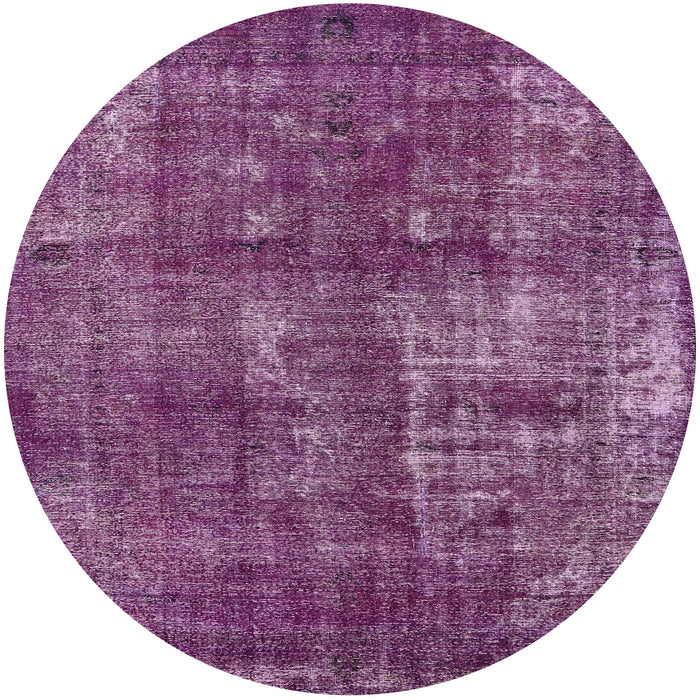 Round Machine Washable Industrial Modern DarkMagenta Purple Rug, wshurb1737
