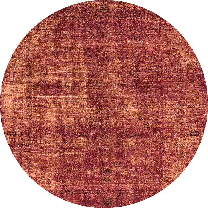 Round Machine Washable Oriental Orange Industrial Area Rugs, wshurb1737org