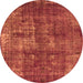 Round Machine Washable Oriental Orange Industrial Area Rugs, wshurb1737org