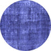 Round Oriental Blue Industrial Rug, urb1737blu