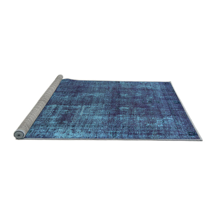 Sideview of Machine Washable Oriental Light Blue Industrial Rug, wshurb1737lblu