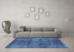 Machine Washable Oriental Light Blue Industrial Rug in a Living Room, wshurb1737lblu