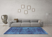 Machine Washable Oriental Light Blue Industrial Rug, wshurb1737lblu