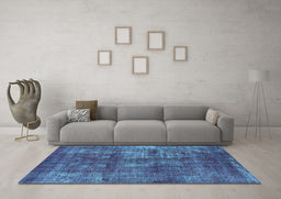 Machine Washable Oriental Light Blue Industrial Rug in a Living Room, wshurb1737lblu