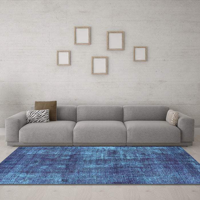 Machine Washable Oriental Light Blue Industrial Rug in a Living Room, wshurb1737lblu