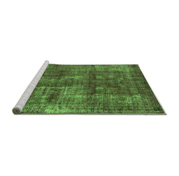 Sideview of Machine Washable Oriental Green Industrial Area Rugs, wshurb1737grn