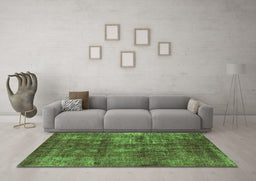 Machine Washable Oriental Green Industrial Area Rugs in a Living Room,, wshurb1737grn