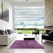 Square Mid-Century Modern DarkMagenta Purple Oriental Rug in a Living Room, urb1737