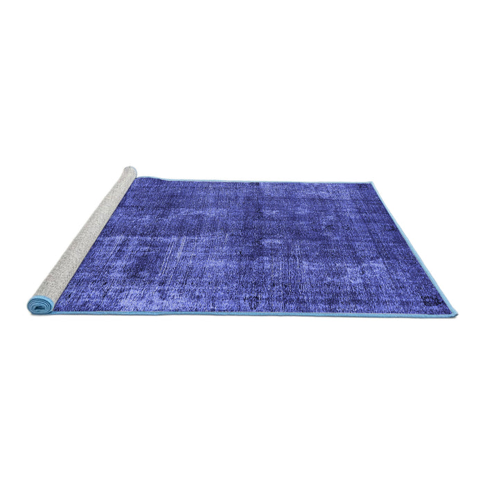Sideview of Machine Washable Oriental Blue Industrial Rug, wshurb1737blu