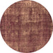 Round Machine Washable Oriental Brown Industrial Rug, wshurb1737brn