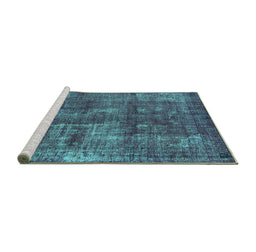 Sideview of Machine Washable Oriental Turquoise Industrial Area Rugs, wshurb1737turq