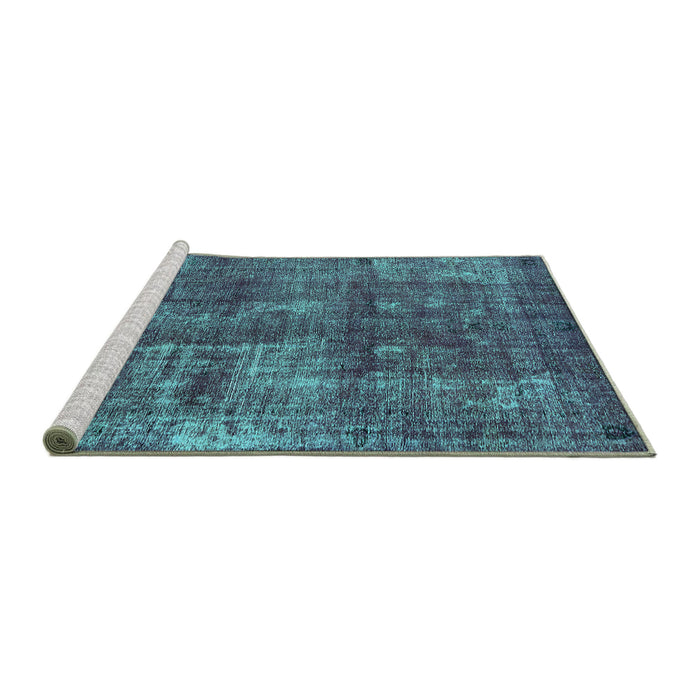 Sideview of Machine Washable Oriental Turquoise Industrial Area Rugs, wshurb1737turq