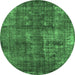 Round Oriental Emerald Green Industrial Rug, urb1737emgrn