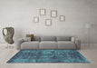 Machine Washable Oriental Turquoise Industrial Area Rugs in a Living Room,, wshurb1737turq