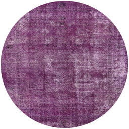 Round Mid-Century Modern DarkMagenta Purple Oriental Rug, urb1737