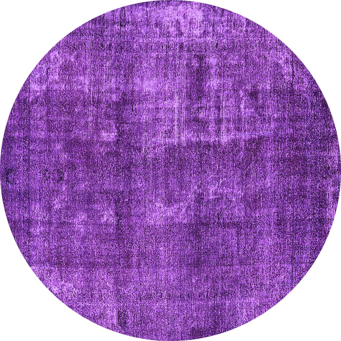 Round Machine Washable Oriental Purple Industrial Area Rugs, wshurb1737pur