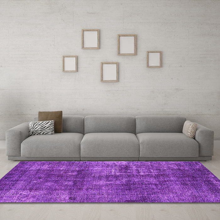 Machine Washable Oriental Purple Industrial Area Rugs in a Living Room, wshurb1737pur