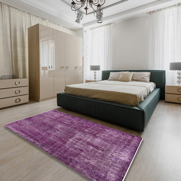 Machine Washable Industrial Modern DarkMagenta Purple Rug in a Bedroom, wshurb1737