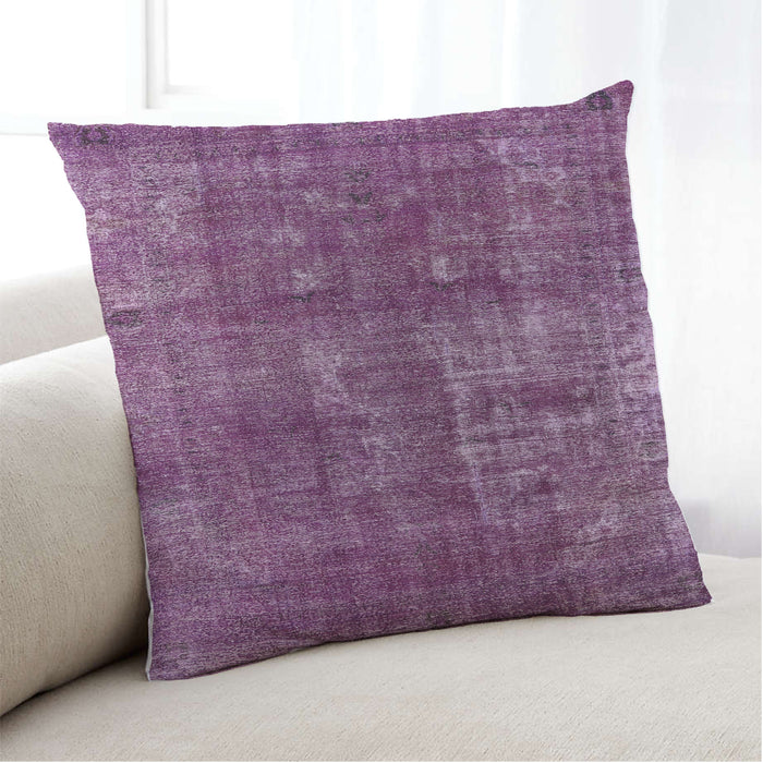 Lifestyle Image of Mid-Century Modern Urban Square DarkMagenta Purple Throw Pillow, 18 inch by 18 inch, pwurb1737