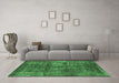 Machine Washable Oriental Emerald Green Industrial Area Rugs in a Living Room,, wshurb1737emgrn