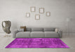 Machine Washable Oriental Pink Industrial Rug in a Living Room, wshurb1737pnk