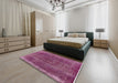 Mid-Century Modern Burnt Pink Oriental Rug in a Bedroom, urb1738