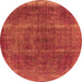 Round Machine Washable Oriental Orange Industrial Area Rugs, wshurb1738org