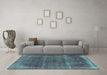 Machine Washable Oriental Turquoise Industrial Area Rugs in a Living Room,, wshurb1738turq