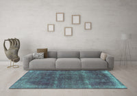 Machine Washable Oriental Turquoise Industrial Rug, wshurb1738turq