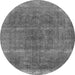 Round Oriental Gray Industrial Rug, urb1738gry