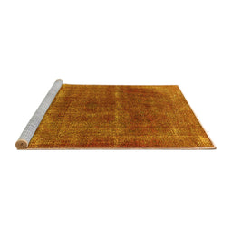 Sideview of Machine Washable Oriental Yellow Industrial Rug, wshurb1738yw