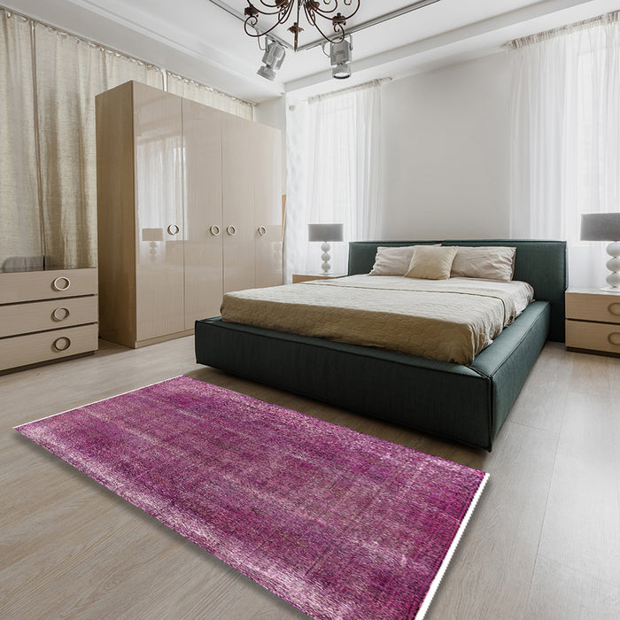 Machine Washable Industrial Modern Burnt Pink Rug in a Bedroom, wshurb1738