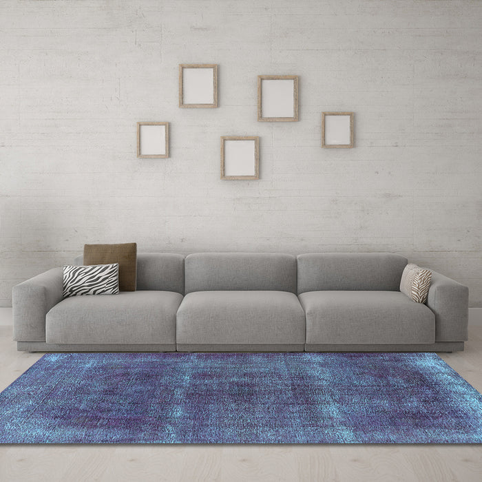 Machine Washable Oriental Light Blue Industrial Rug in a Living Room, wshurb1738lblu