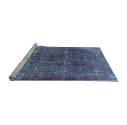 Sideview of Machine Washable Oriental Light Blue Industrial Rug, wshurb1738lblu