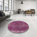 Round Machine Washable Industrial Modern Burnt Pink Rug in a Office, wshurb1738