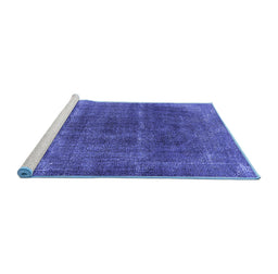Sideview of Machine Washable Oriental Blue Industrial Rug, wshurb1738blu