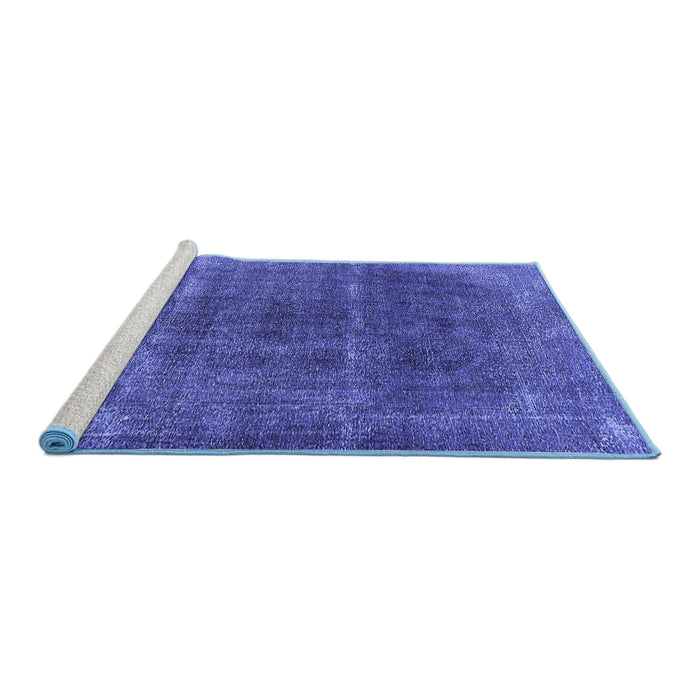 Sideview of Machine Washable Oriental Blue Industrial Rug, wshurb1738blu