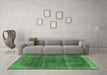 Machine Washable Oriental Emerald Green Industrial Area Rugs in a Living Room,, wshurb1738emgrn